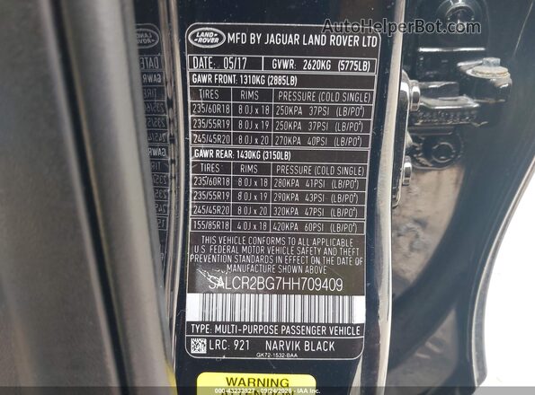 SALCR2BG7HH709409 2017 LAND ROVER DISCOVERY SPORT Black 