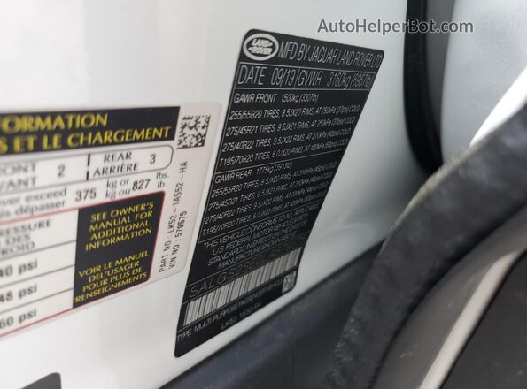 SALGS2SE0LA579575 2020 LAND ROVER RANGE White Սալոնի 360 աստիճան տեսք