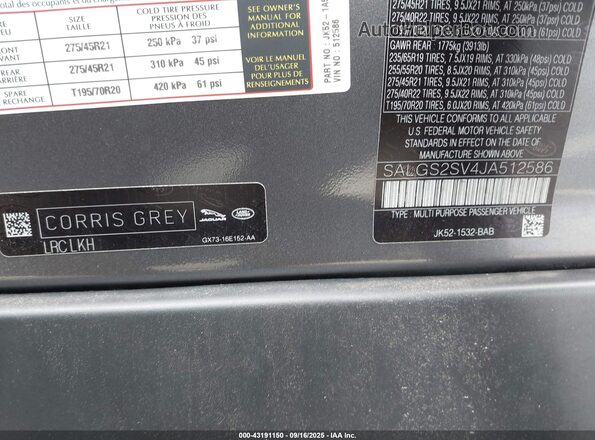 SALGS2SV4JA512586 2018 LAND ROVER RANGE ROVER Gray Widok komory silnika