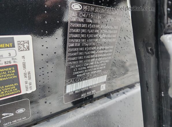 SALGV2RE2JA503284 2018 LAND ROVER RANGE Черный 