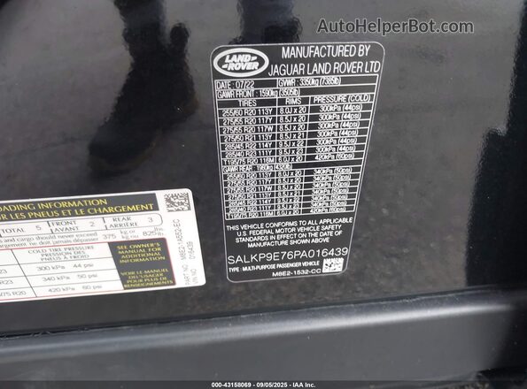 SALKP9E76PA016439 2023 LAND ROVER RANGE ROVER Черный Вид подкапотного пространства