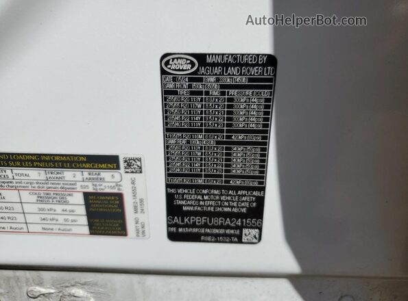 SALKPBFU8RA241556 2024 LAND ROVER RANGE Белый Вид подкапотного пространства