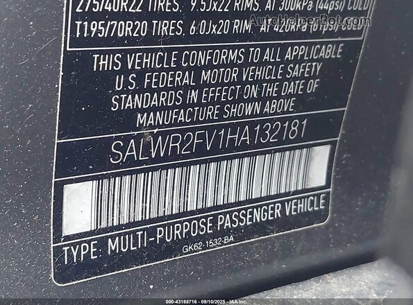 SALWR2FV1HA132181 2017 LAND ROVER RANGE ROVER SPORT Gray Շարժիչի բաժամունքի տեսք