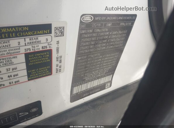 SALWR2RVXJA806152 2018 LAND ROVER RANGE ROVER SPORT White Շարժիչի բաժամունքի տեսք