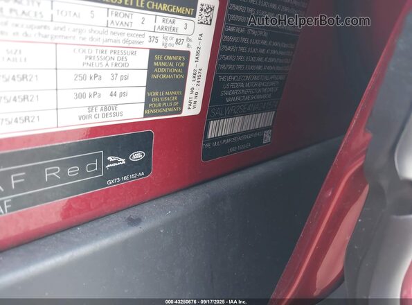 SALWR2SE4NA241574 2022 LAND ROVER RANGE ROVER SPORT Красный Вид подкапотного пространства