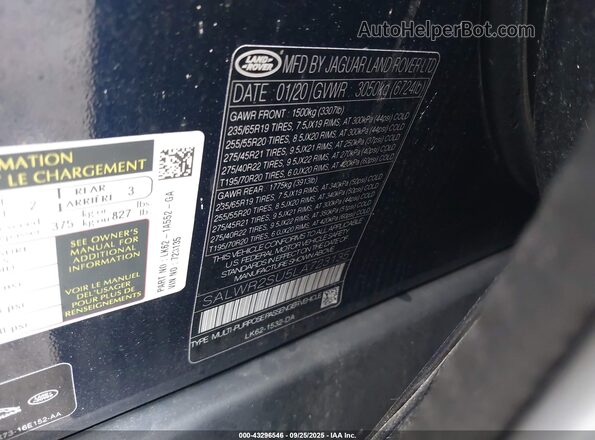 SALWR2SU5LA723135 2020 LAND ROVER RANGE ROVER SPORT Blue 