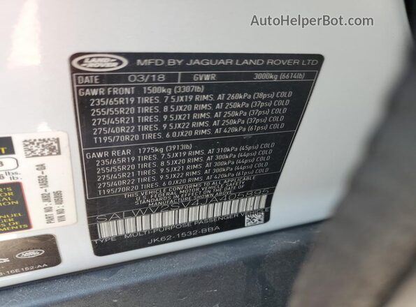 SALWV2SV4JA405895 2018 LAND ROVER RANGE Черный 