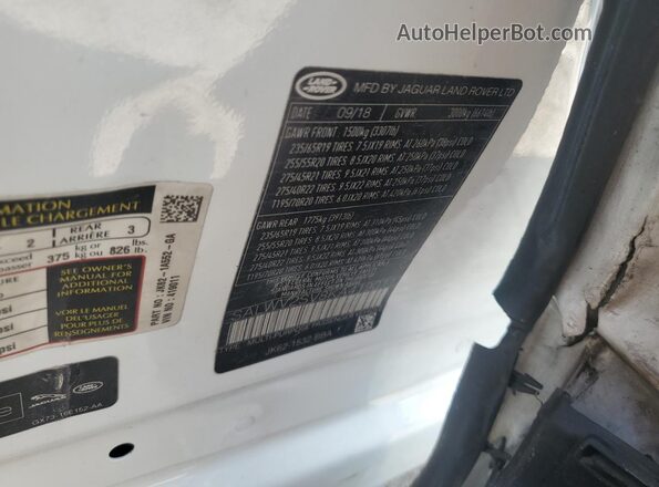 SALWV2SV8KA419011 2019 LAND ROVER RANGE White Вид наклейки з VIN-кодом