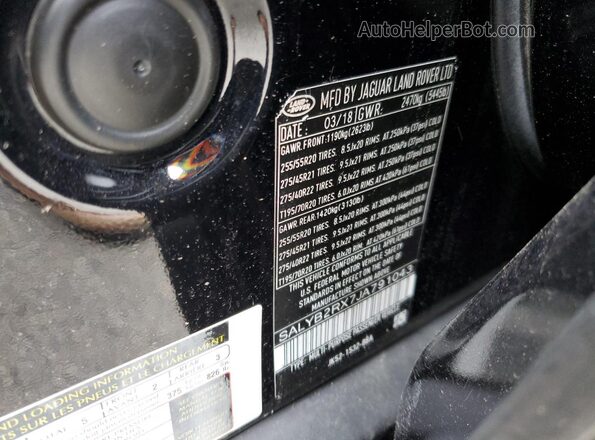 SALYB2RV0JA720426 2018 LAND ROVER RANGE Black 