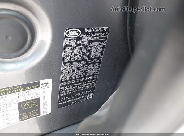SALYJ2EX5PA349444 2023 LAND ROVER RANGE ROVER VELAR Silver Engine compartment view