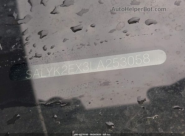 SALYK2EX3LA253058 2020 LAND ROVER RANGE ROVER VELAR Серебряный 