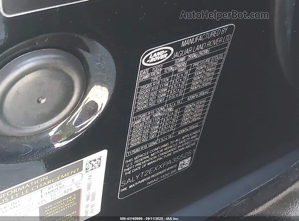 SALYT2EXXPA355251 2023 LAND ROVER RANGE ROVER VELAR Black Вид підкапотного простору