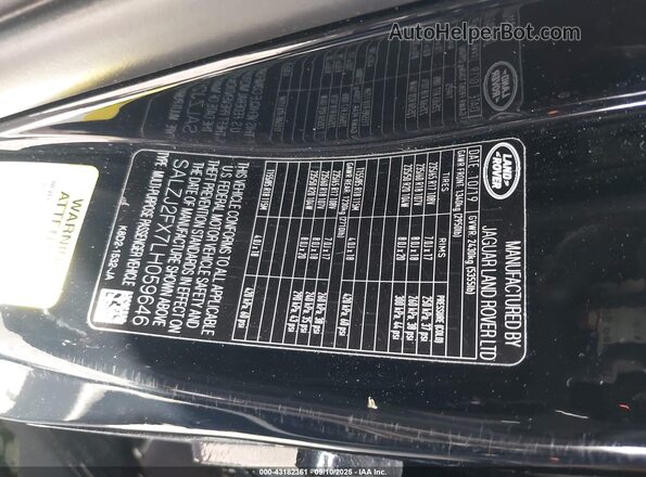 SALZJ2FX7LH059646 2020 LAND ROVER RANGE ROVER EVOQUE Black Widok komory silnika