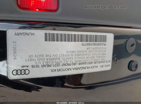 TRUC5AFV8G1000779 2016 AUDI TT Black Вид підкапотного простору