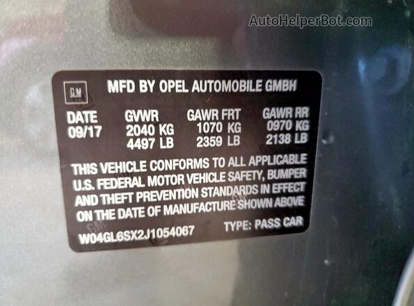 W04GL6SX2J1054067 2018 BUICK REGAL Gray 