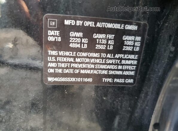 W04GS6SSXK1011640 2019 BUICK REGAL Черный 