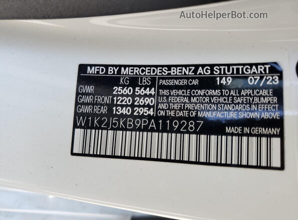 W1K2J5KB9PA119287 2023 MERCEDES-BENZ CLS-CLASS White 