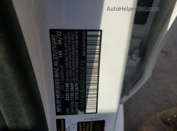 W1KAF4HB4NR050876 2022 MERCEDES-BENZ C White 