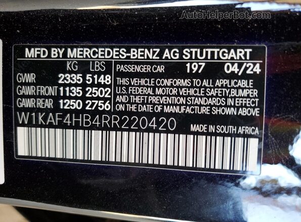 W1KAF4HB4RR220420 2024 MERCEDES-BENZ C Black 