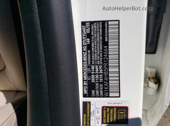 W1KAF4HB5PR124664 2023 MERCEDES-BENZ C White 