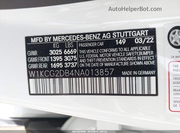 W1KCG2DB4NA013857 2022 MERCEDES-BENZ EQS 450+ White Вид підкапотного простору