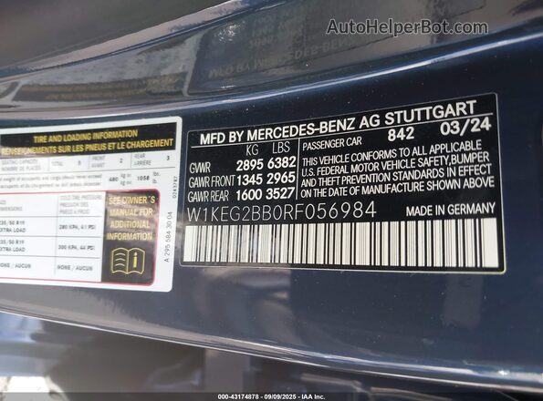 W1KEG2BB0RF056984 2024 MERCEDES-BENZ EQE Blue Вид підкапотного простору