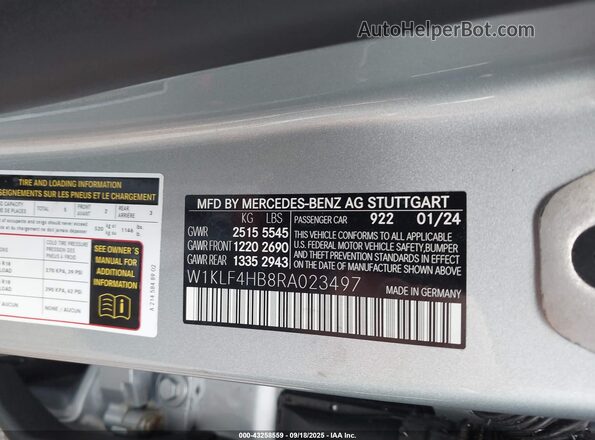W1KLF4HB8RA023497 2024 MERCEDES-BENZ E-CLASS Silver Շարժիչի բաժամունքի տեսք