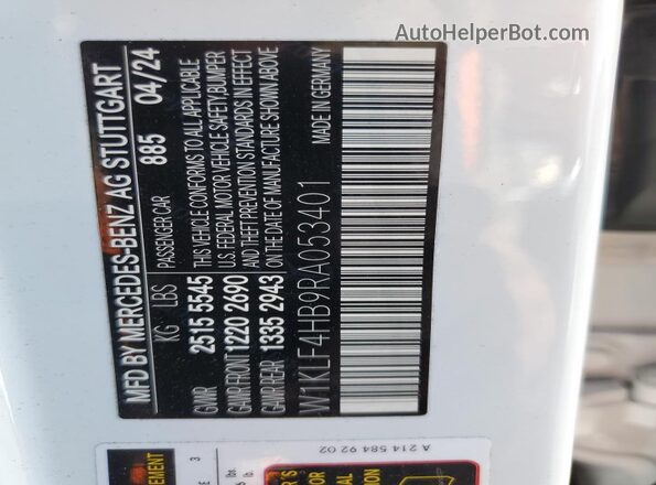 W1KLF4HB9RA053401 2024 MERCEDES-BENZ E White 