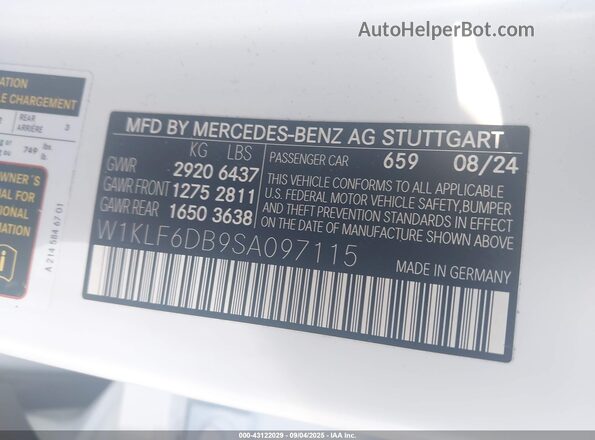 W1KLF6DB9SA097115 2025 MERCEDES-BENZ AMG White Widok komory silnika