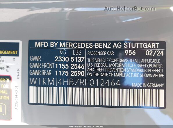W1KMJ4HB7RF012464 2024 MERCEDES-BENZ CLE 300 Gray Շարժիչի բաժամունքի տեսք