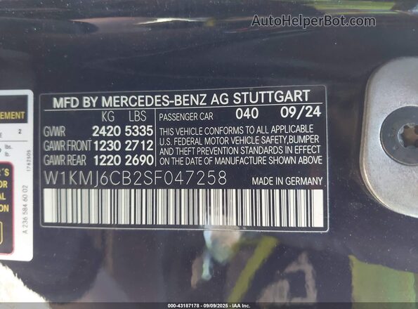 W1KMJ6CB2SF047258 2025 MERCEDES-BENZ AMG CLE 53 Black Widok komory silnika