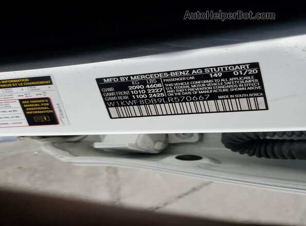 W1KWF8DB9LR570667 2020 MERCEDES-BENZ C White Vista del compartimento del motor