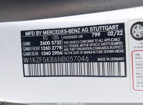 W1KZF5KB6NB057046 2022 MERCEDES-BENZ E Белый Вид подкапотного пространства
