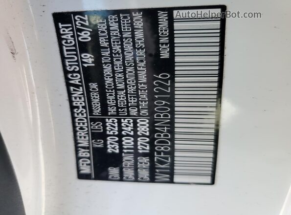 W1KZF8DB4NB091226 2022 MERCEDES-BENZ E White Widok komory silnika