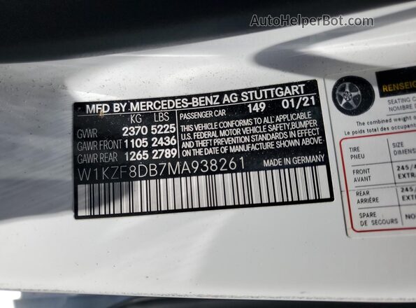 W1KZF8DB7MA938261 2021 MERCEDES-BENZ 350 White Engine compartment view