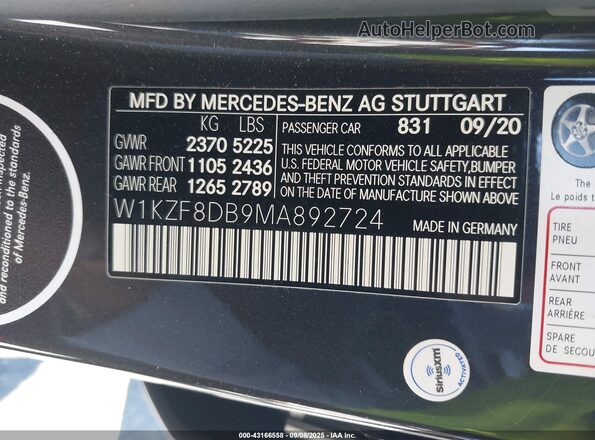 W1KZF8DB9MA892724 2021 MERCEDES-BENZ E-CLASS Gray Вид підкапотного простору