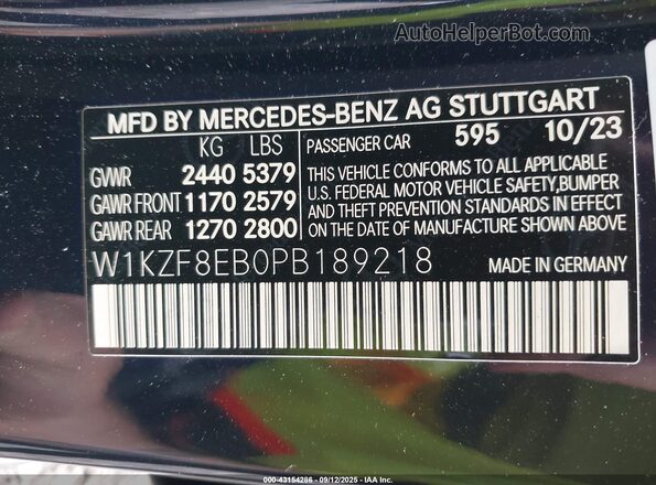 W1KZF8EB0PB189218 2023 MERCEDES-BENZ E-CLASS Blue Vista del compartimento del motor