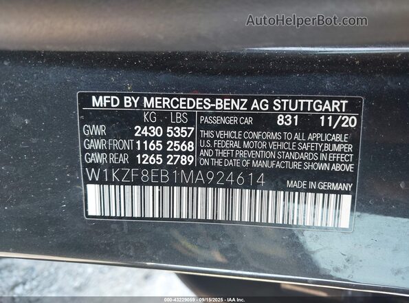 W1KZF8EB1MA924614 2021 MERCEDES-BENZ E-CLASS Black Widok komory silnika