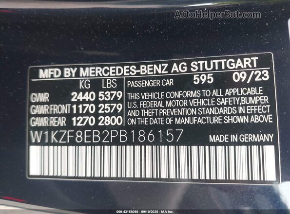 W1KZF8EB2PB186157 2023 MERCEDES-BENZ E-CLASS Синий Вид подкапотного пространства