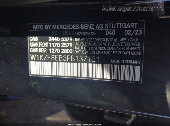 W1KZF8EB3PB137131 2023 MERCEDES-BENZ E-CLASS Черный Вид подкапотного пространства