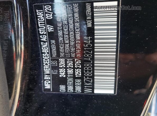 W1KZF8EB8LA821544 2020 MERCEDES-BENZ E Черный Вид подкапотного пространства