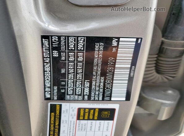 W1N0G8DBXMV281909 2021 MERCEDES-BENZ GLC-CLASS Beige Vista de la etiqueta del VIN