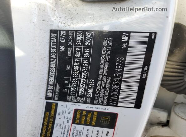 W1N0G8EB4LF849773 2020 MERCEDES-BENZ GLC-CLASS White Vista interior de 360 grados