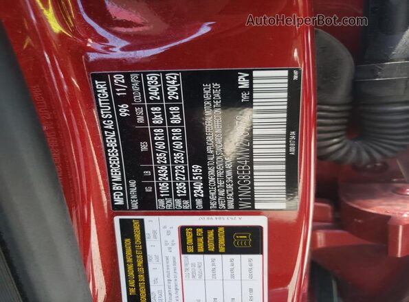 W1N0G8EB4MV278972 2021 MERCEDES-BENZ GLC-CLASS Красный Панорамный вид салона 360°