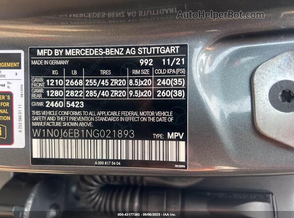 W1N0J6EB1NG021893 2022 MERCEDES-BENZ GLC-CLASS Gray 