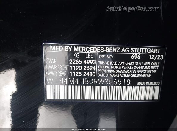 W1N4M4HB0RW356518 2024 MERCEDES-BENZ GLB-CLASS Black 