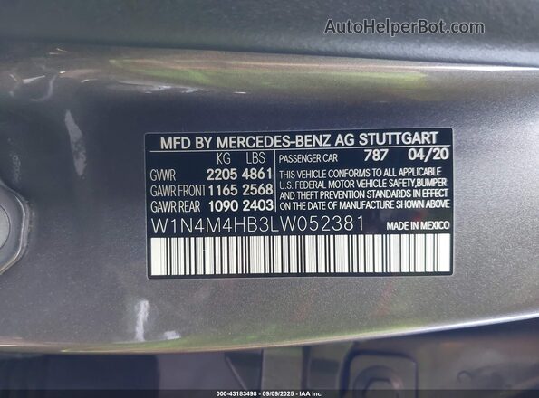 W1N4M4HB3LW052381 2020 MERCEDES-BENZ GLB-CLASS Gray Widok komory silnika