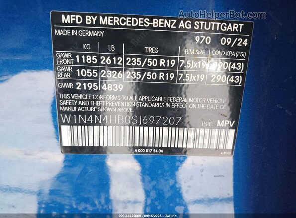 W1N4N4HB0SJ697207 2025 MERCEDES-BENZ GLA 250 Blue ძრავის განყოფილების ხედი