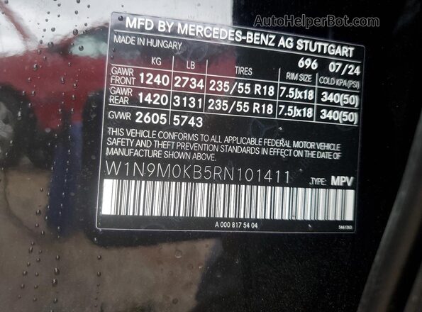 W1N9M0KB5RN101411 2024 MERCEDES-BENZ EQB Black Widok naklejki z numerem VIN