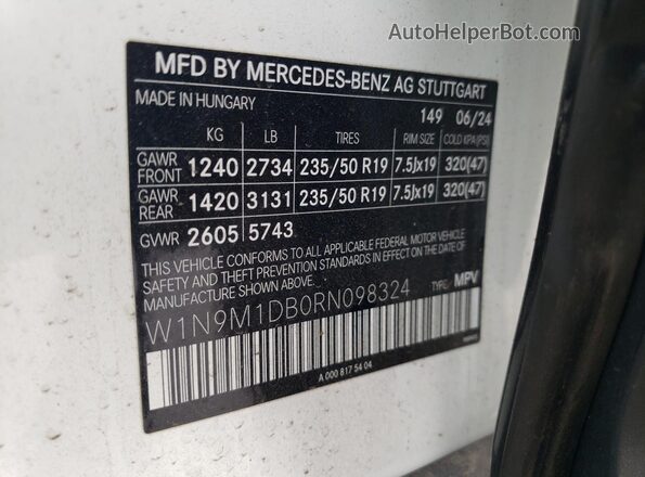 W1N9M1DB0RN098324 2024 MERCEDES-BENZ EQB Белый Вид подкапотного пространства